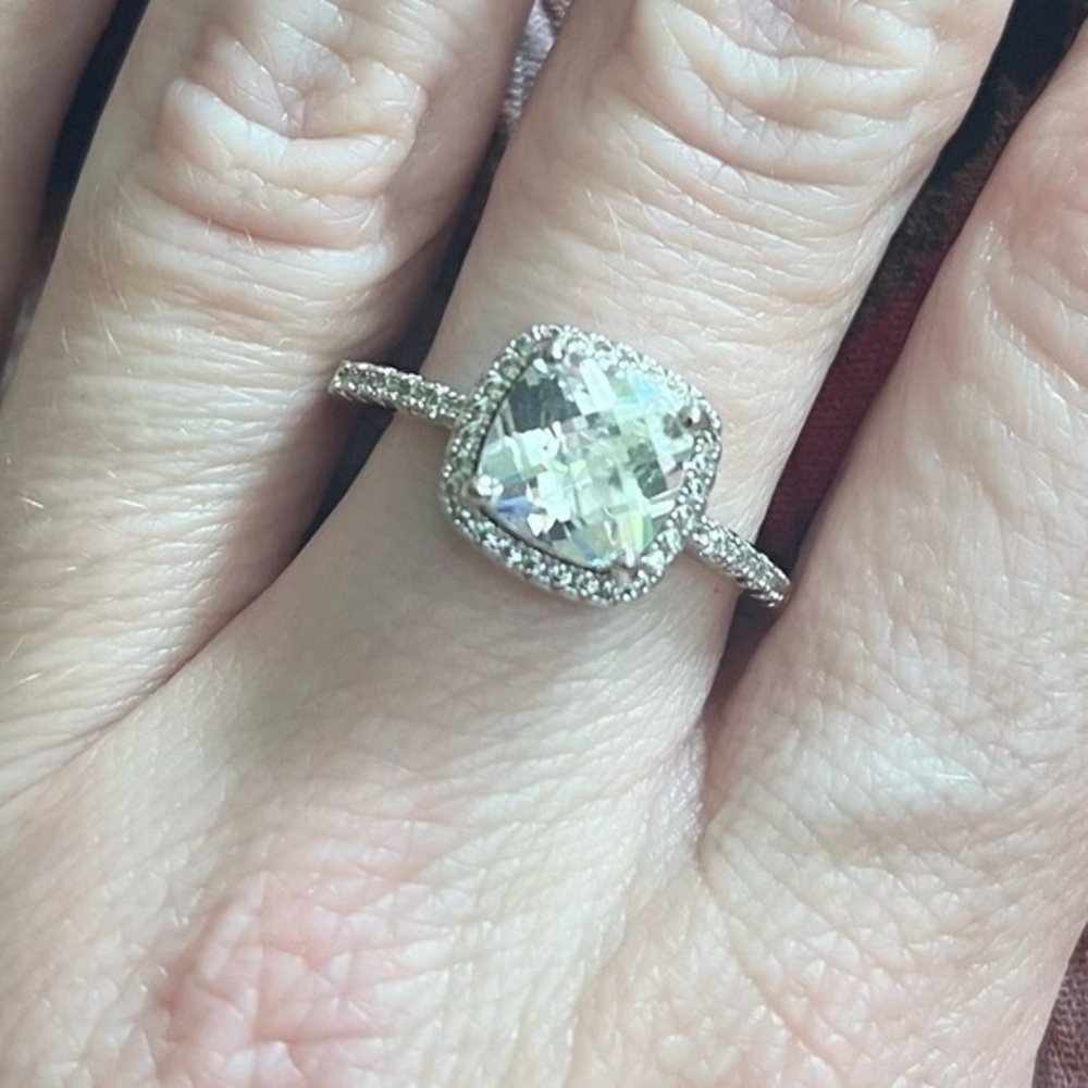 Estate Sparkling Classic White CZ stone 925 Sterling Silver Cocktail Ring C3